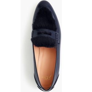 J-crew Navy Blue Academy Loafer with Fur